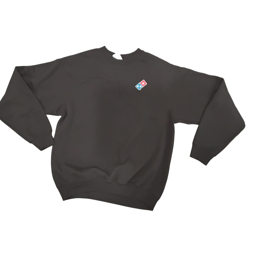 Port & Company Dominos Pizza Embroidered Logo Crewneck Sweatshirt Black Mens M